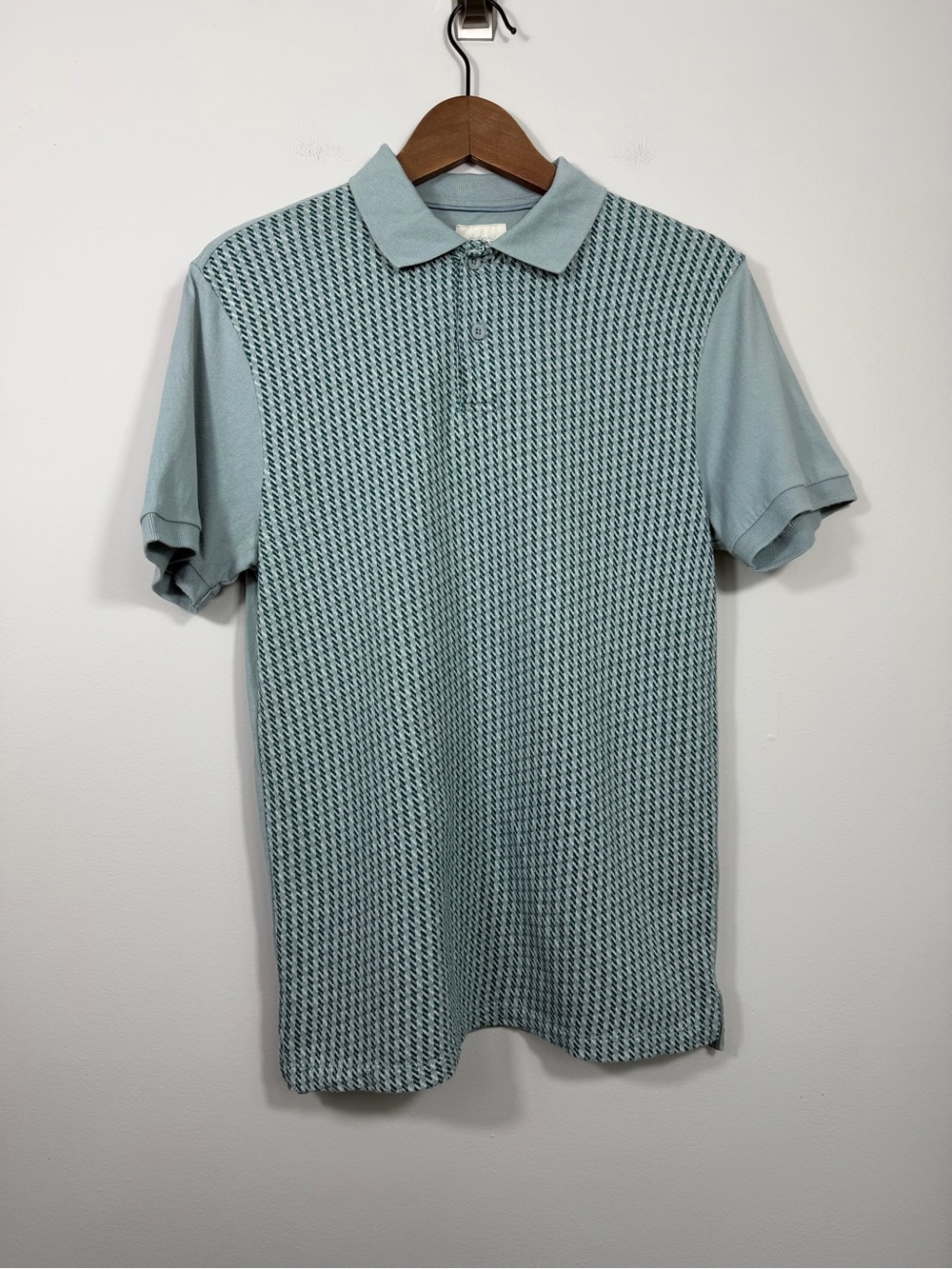 Fossil Vintage Fit Men’s Small Blue Textured Knit Polo Shirt Retro